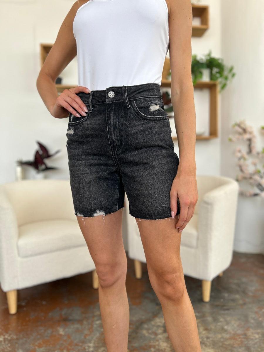 Judy Blue Full Size High Waist Rigid Magic Denim Shorts - Hatuti