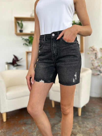 Judy Blue Full Size High Waist Rigid Magic Denim Shorts - Hatuti