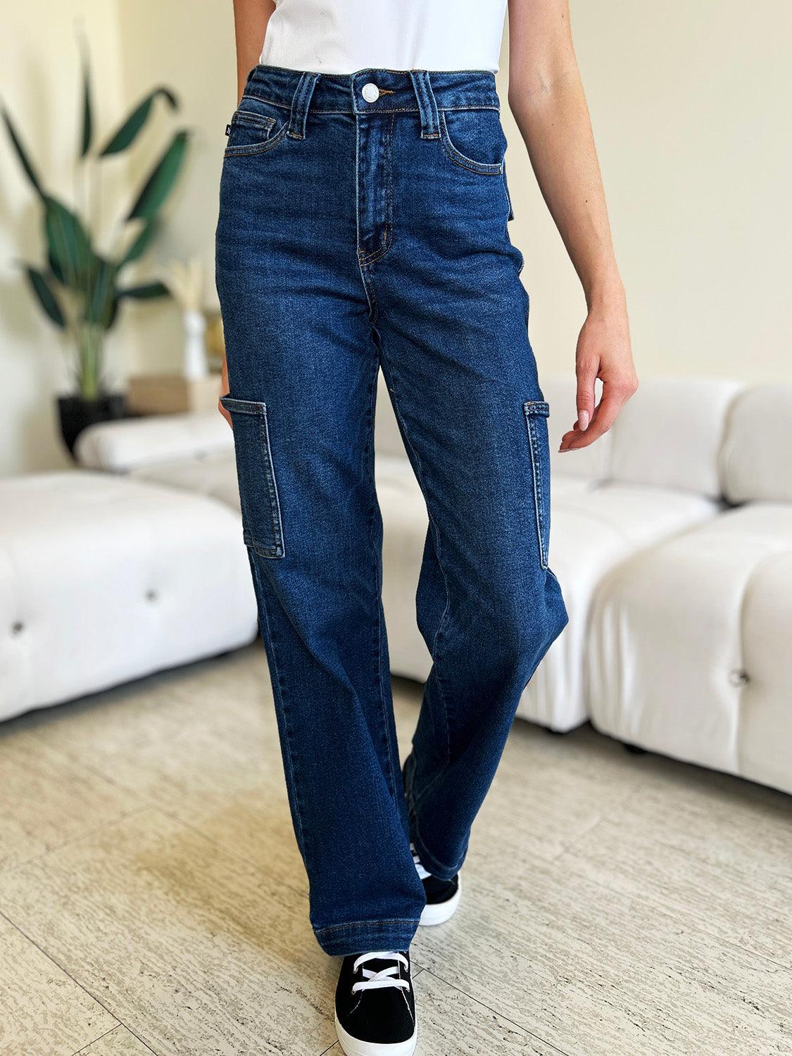 Judy Blue Full Size High Waist Straight Cargo Jeans - Hatuti