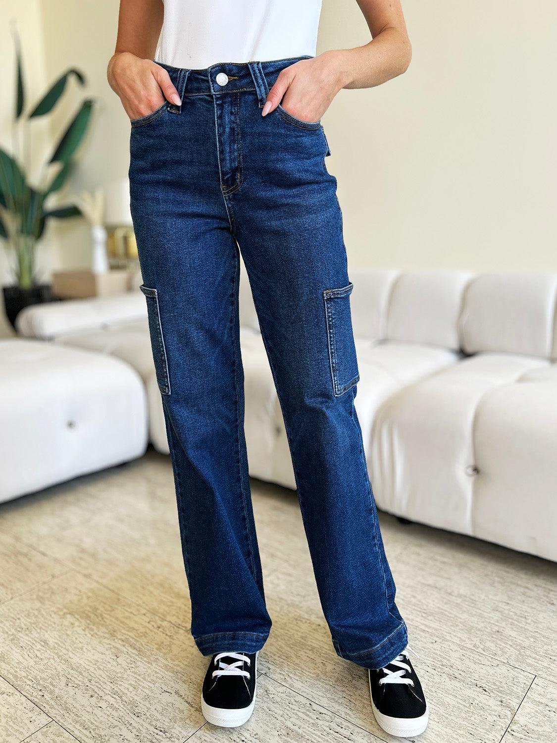 Judy Blue Full Size High Waist Straight Cargo Jeans - Hatuti