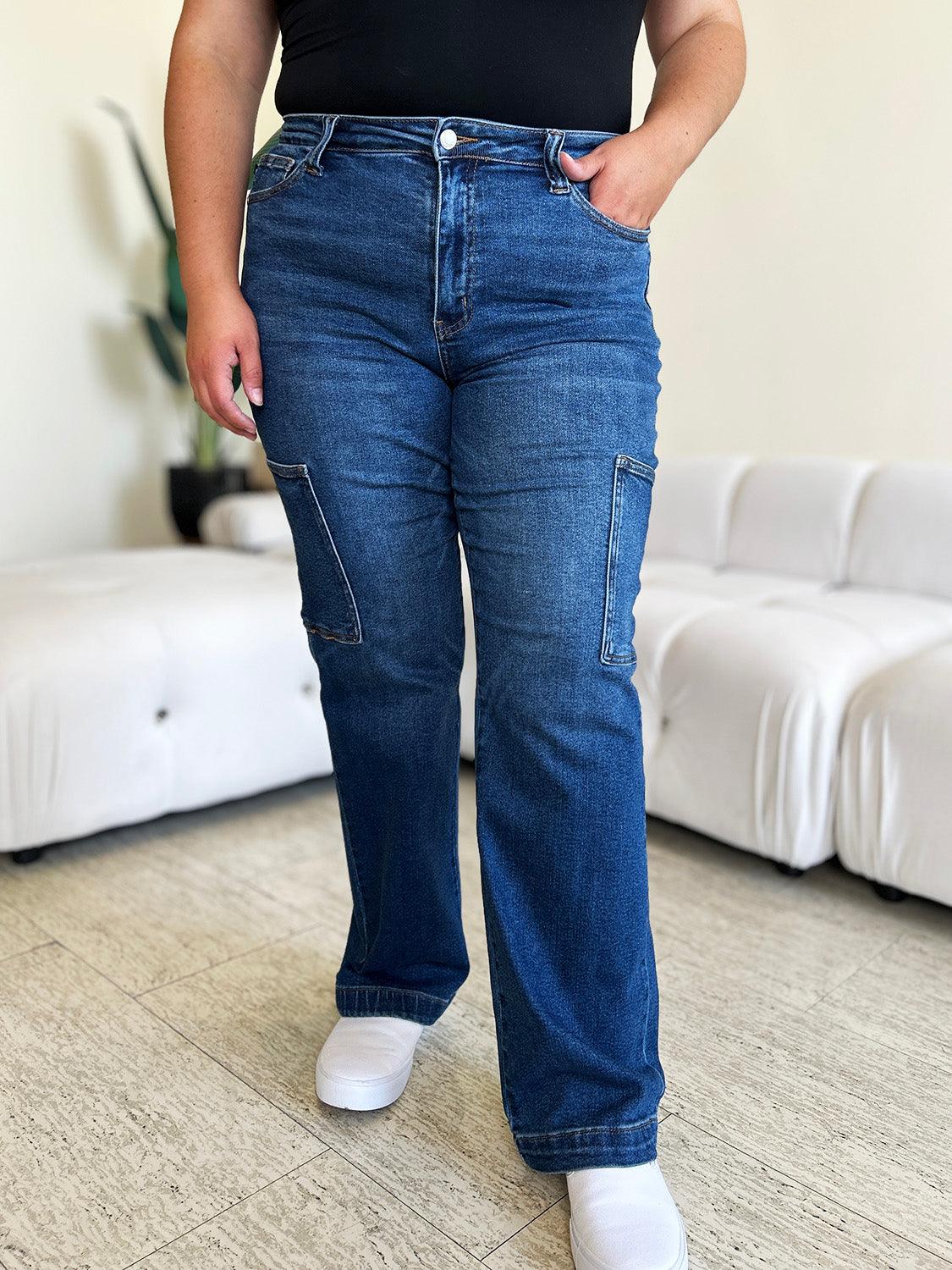 Judy Blue Full Size High Waist Straight Cargo Jeans - Hatuti