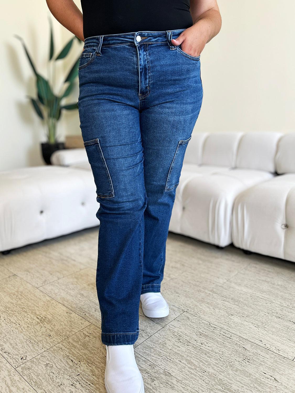 Judy Blue Full Size High Waist Straight Cargo Jeans - Hatuti