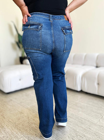 Judy Blue Full Size High Waist Straight Cargo Jeans - Hatuti