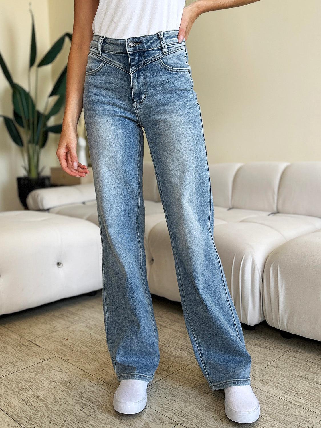 Judy Blue Full Size High Waist Wide Leg Jeans - Hatuti