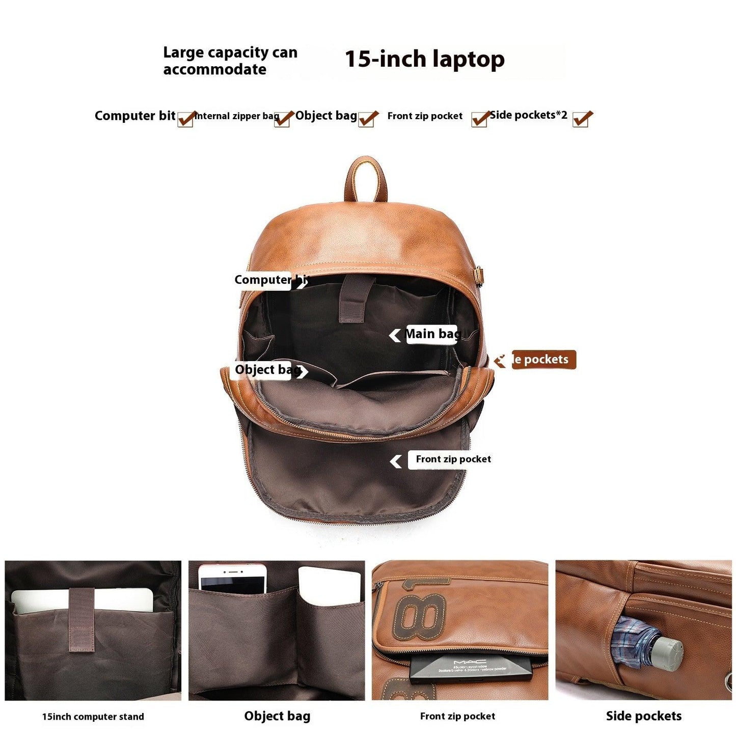 Leather Backpack Cowhide Leisure - Hatuti