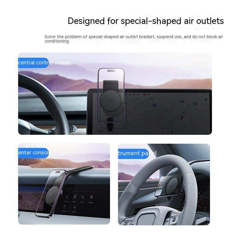 Magnetic Bendable Car Mobile Phone Holder Wireless Charger Phone Holder 15W Car Dash Mount Compatible With Phone - Hatuti