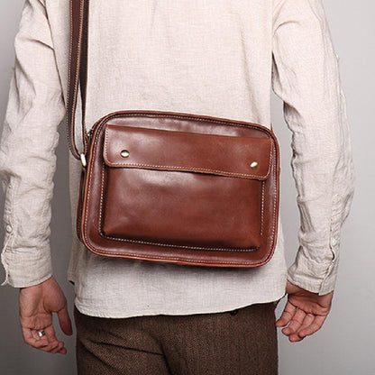 Men's Real-leather Bag Cowhide Casual Simple Shoulder - Hatuti