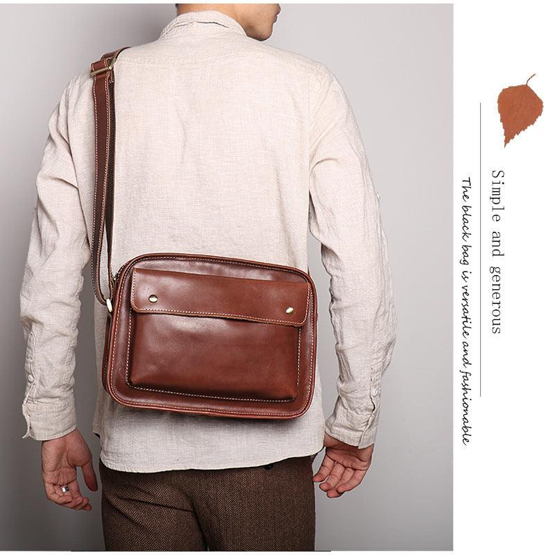 Men's Real-leather Bag Cowhide Casual Simple Shoulder - Hatuti