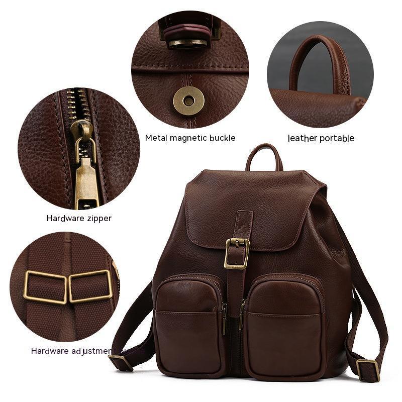 New Genuine Leather Retro Large Capacity Women's Backpack - Hatuti