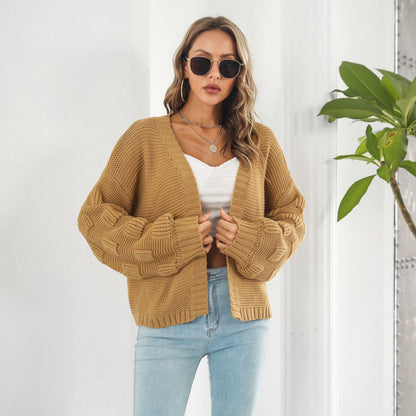 Puff Sleeve Cardigan Sweater - Hatuti