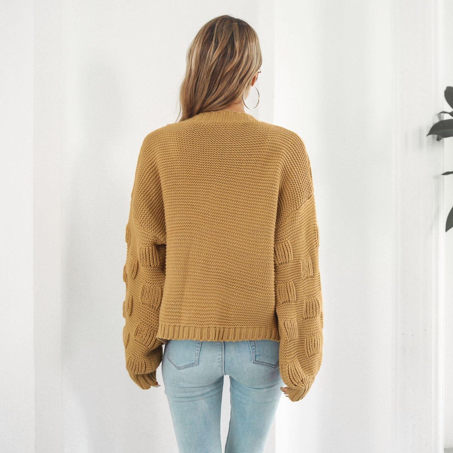 Puff Sleeve Cardigan Sweater - Hatuti