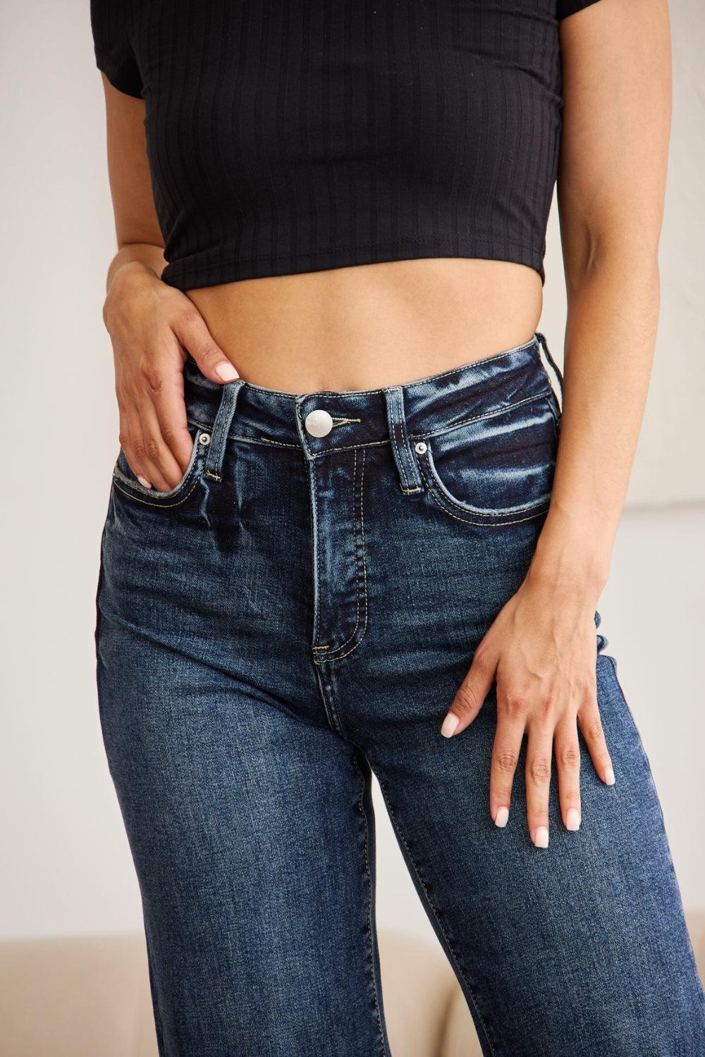 RFM Full Size Tummy Control High Waist Raw Hem Jeans - Hatuti