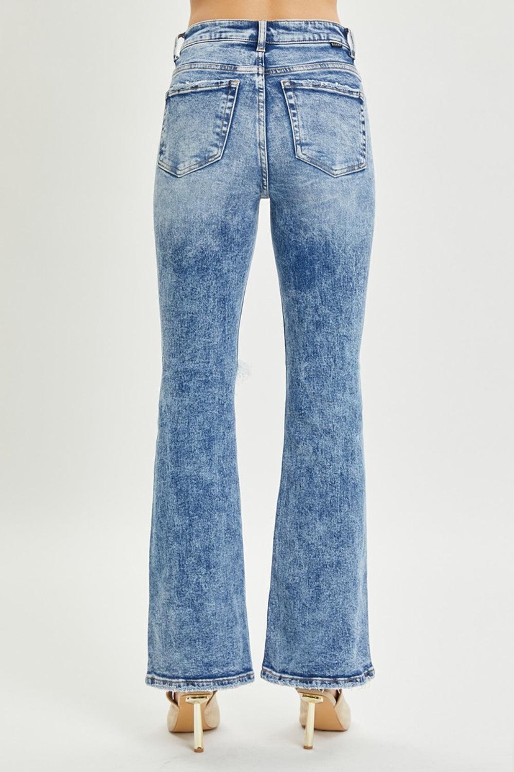 RISEN Full Size High Rise Distressed Flare Jeans - Hatuti