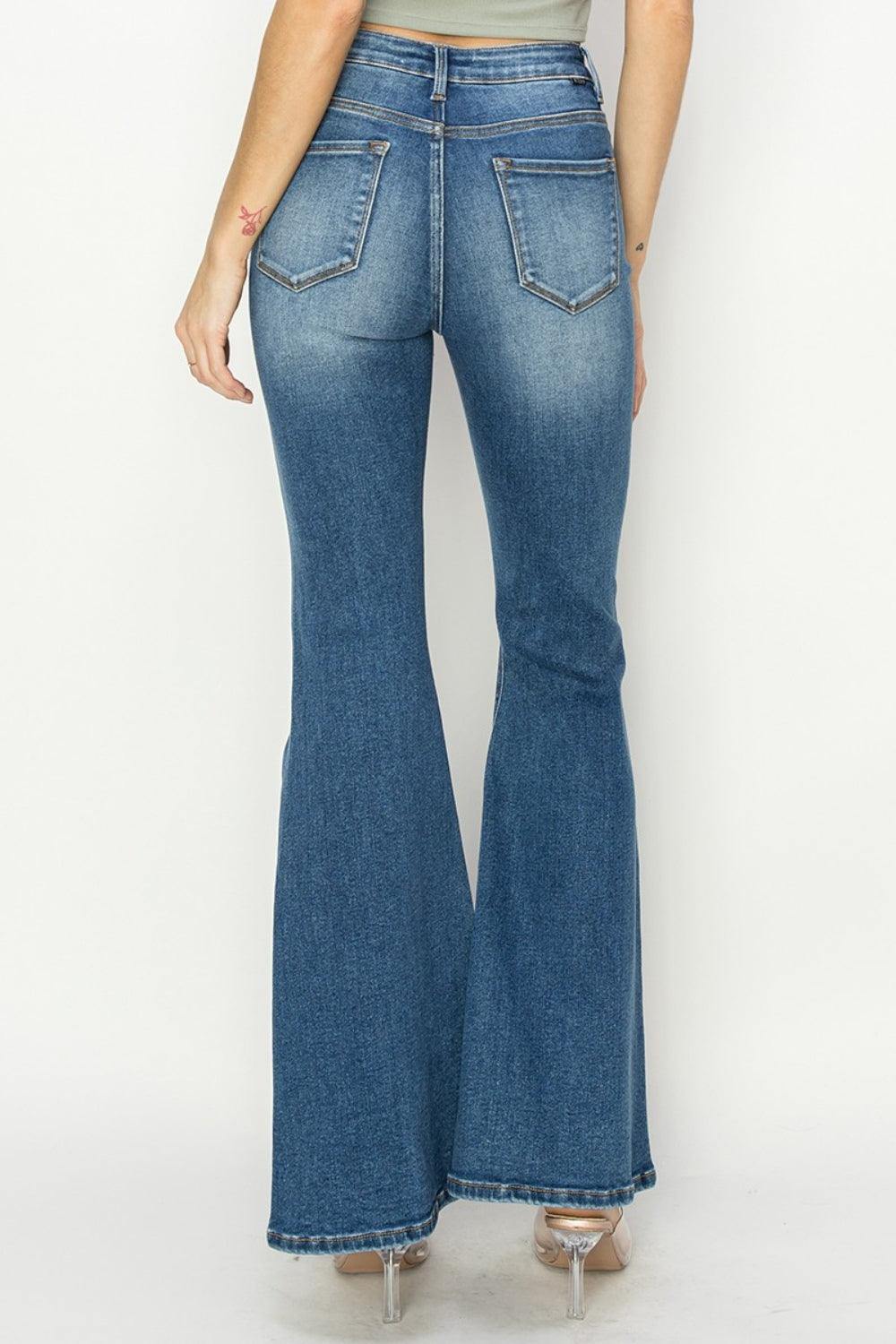 RISEN Full Size High Rise Front Seam Detailed Flare Jeans - Hatuti