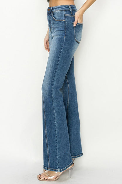 RISEN Full Size High Rise Front Seam Detailed Flare Jeans - Hatuti