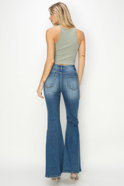 RISEN Full Size High Rise Front Seam Detailed Flare Jeans - Hatuti