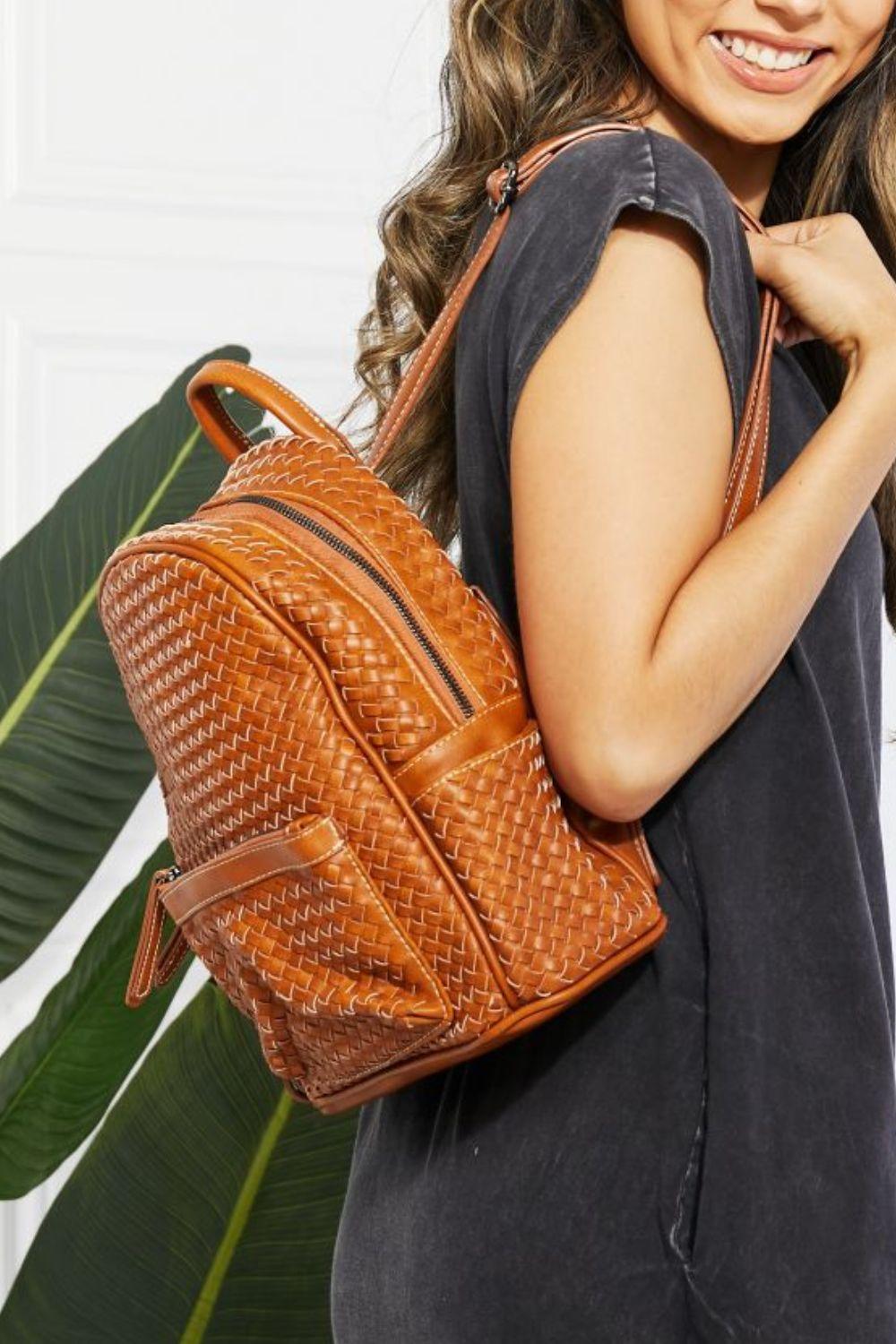 SHOMICO Certainly Chic Faux Leather Woven Backpack - Hatuti