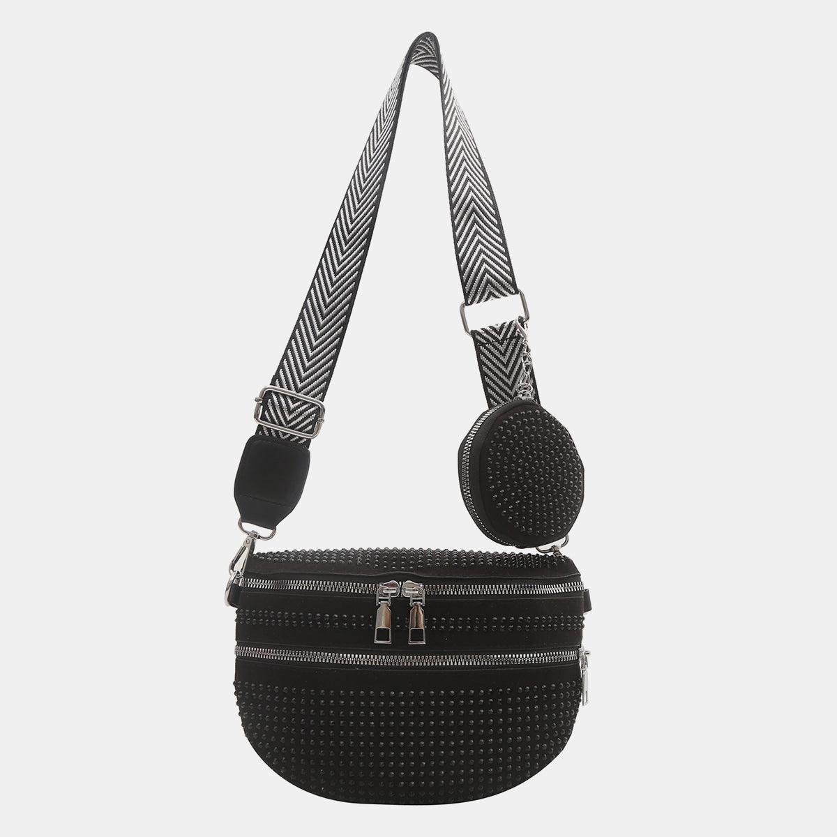 Studded Adjustable Strap Crossbody Bag - Hatuti