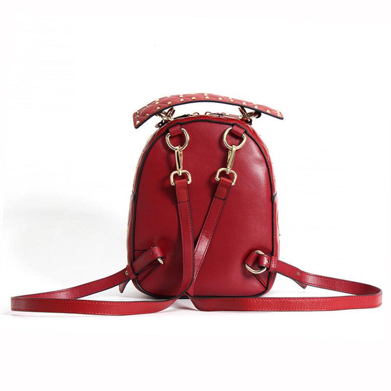 Top Layer Leather Korean Rivet Sheepskin Backpack - Hatuti