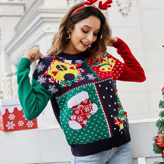 Women's Christmas Tree Snowflake Knitted Sweaters - Hatuti