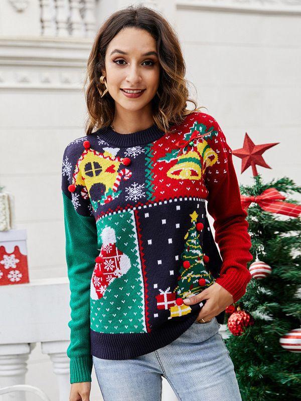 Women's Christmas Tree Snowflake Knitted Sweaters - Hatuti