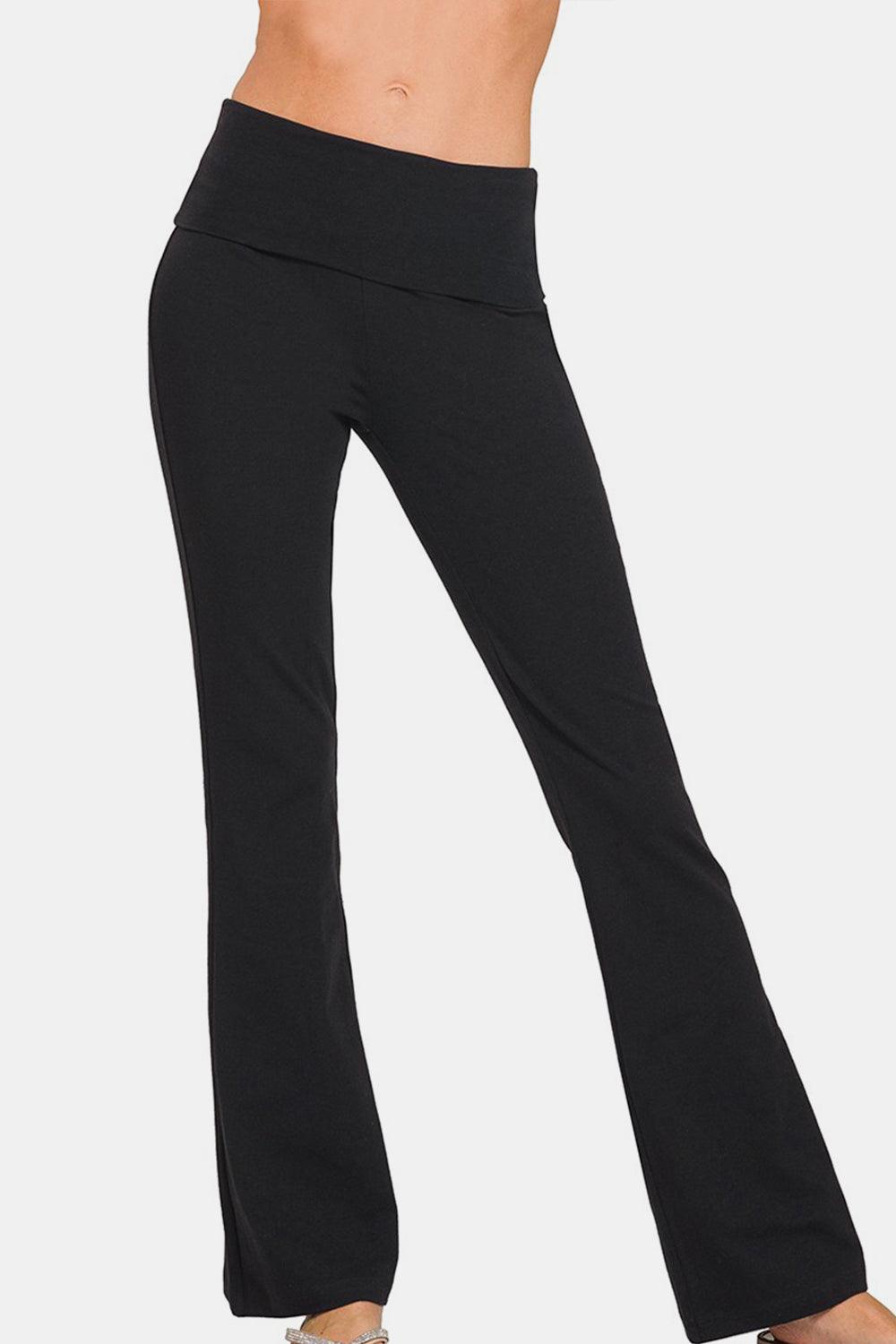 Zenana Full Size High Waist Wide Waistband Bootcut Active Pants - Hatuti